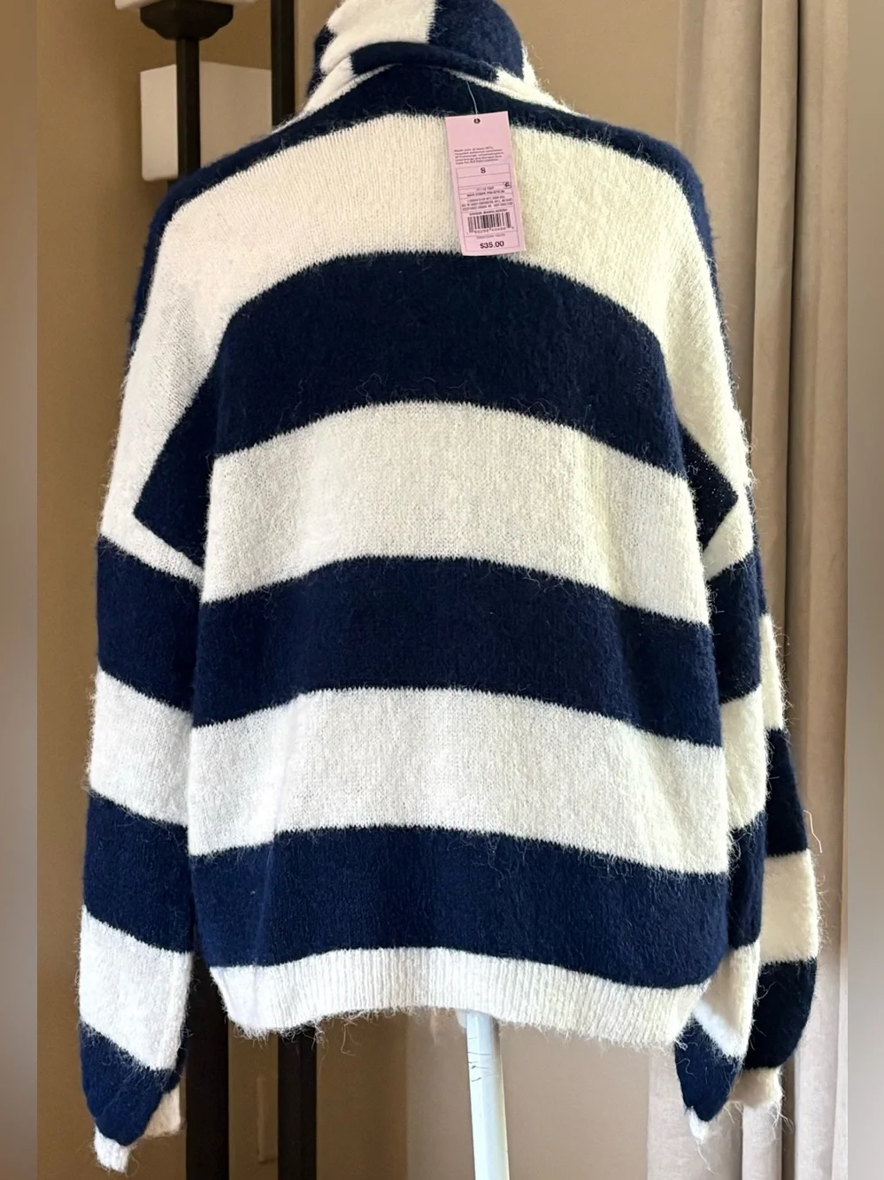5/$30 wild fable Navy and White Striped V‑Neck Sweater with Choker Detail NWT